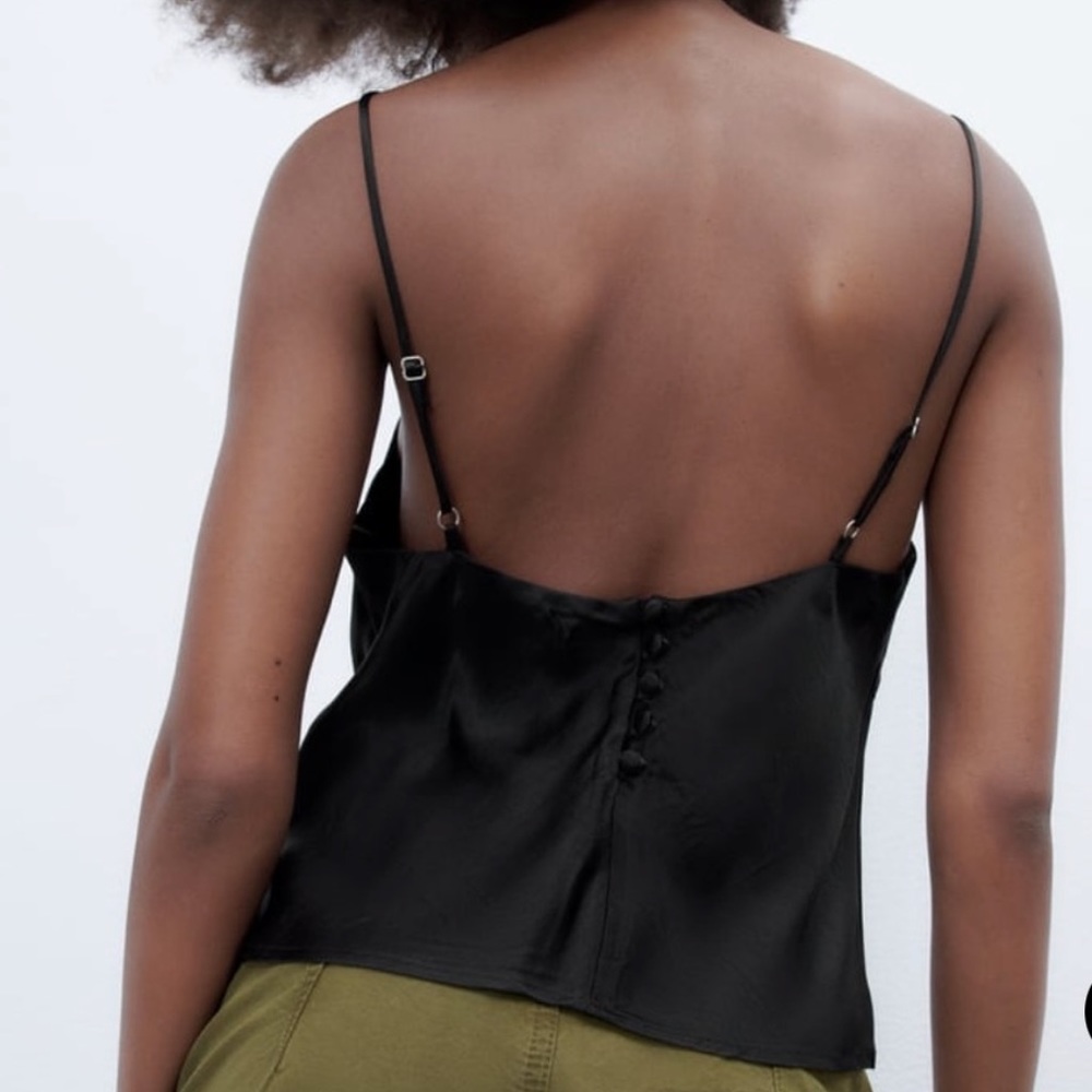 EUC Zara Satin Effect Black Cami size small - Picture 2 of 8